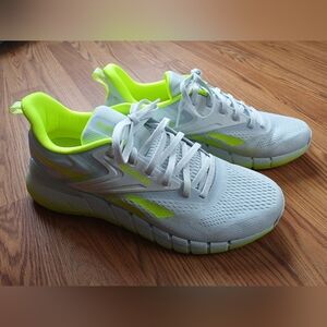 Mens Reebok White and Lime Green Athletic Shoes